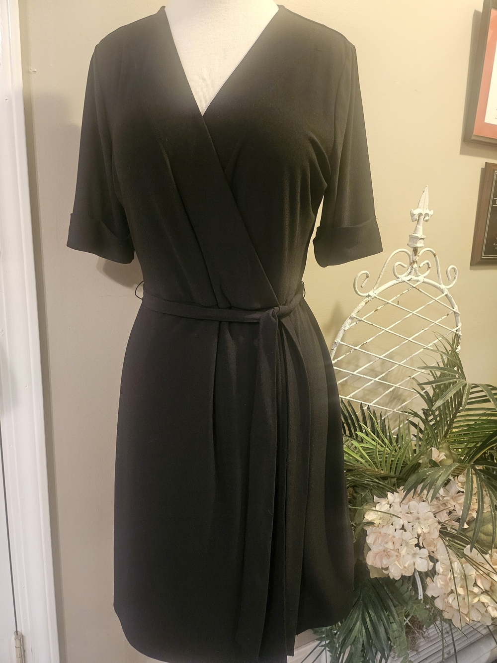 Apt. 9 Classic Black Wrap Dress with Short Sleeves